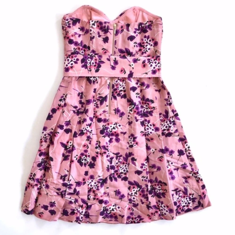 NWOT Express Silk Pink Floral Strapless Dress - Picture 3 of 8